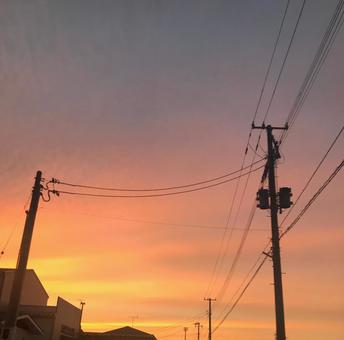 田舎の夕焼け2 田舎の夕焼け2 夕焼け,雲,空の写真素材