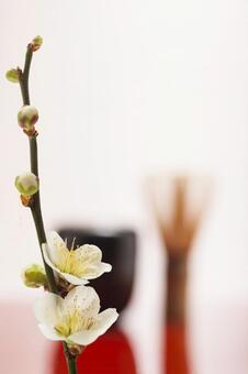 梅の花27 梅の花,なつめ,茶筅の写真素材