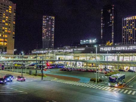 【広島県】広島駅北口 広島駅北口,新幹線口広場,夜の写真素材
