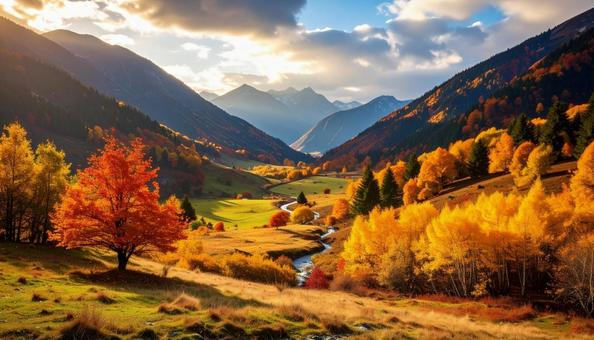 秋の渓谷 紅葉 秋の渓谷 紅葉の写真