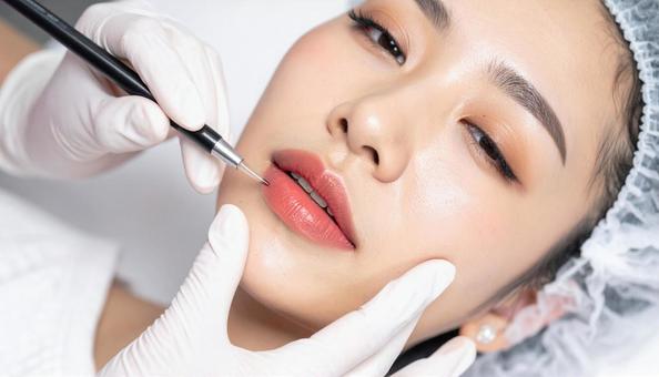 リップエステを受ける若い日本人女性 リップエステを受ける若い日本人女性の写真