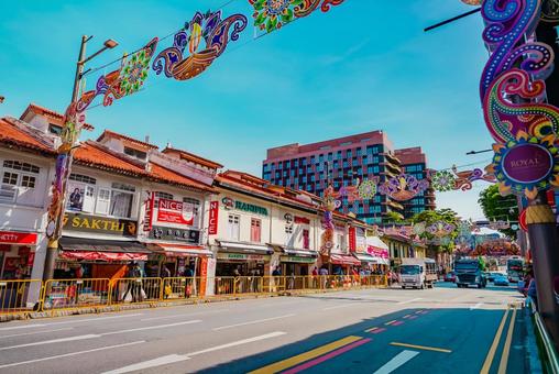 【シンガポール】リトルインディア シンガポール,晴天,singaporeの写真素材