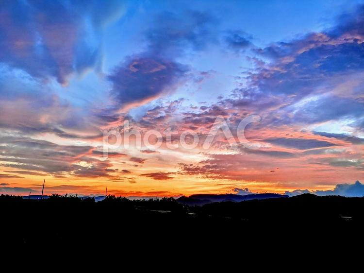 沼田の夕焼け⑤ 夕焼け,絶景,夕陽の写真素材