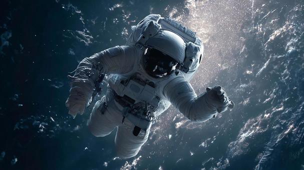 星々の中を漂う宇宙飛行士 星々の中を漂う宇宙飛行士の写真