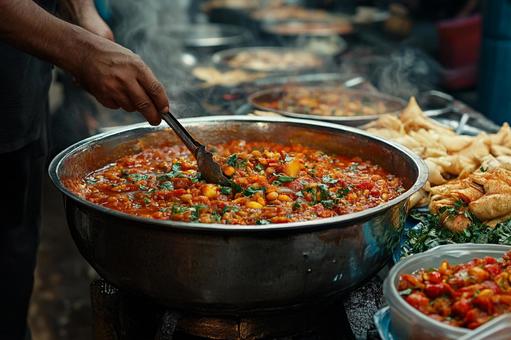 スパイスを使ったインドカレーのイメージの写真