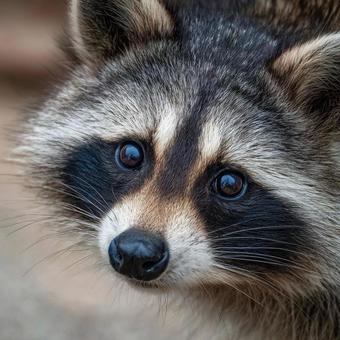 アライグマの顔アップ高精細クローズアップ アライグマの顔アップ高精細クローズアップの写真