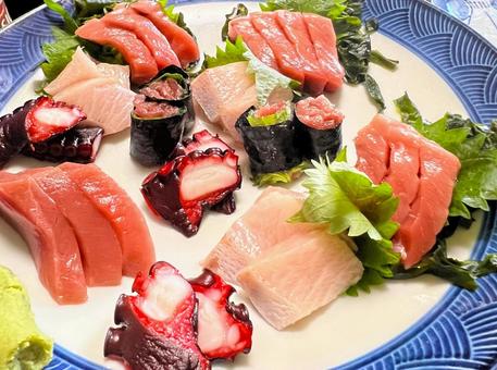 大皿さしみ 大皿さしみ 刺身,大皿,マグロの写真素材