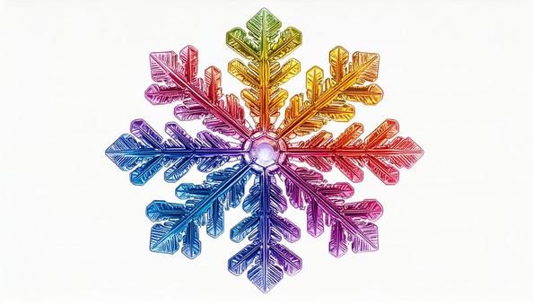 六角形の雪の結晶 虹色 デザイン素材 六角形の雪の結晶 虹色 デザイン素材の写真
