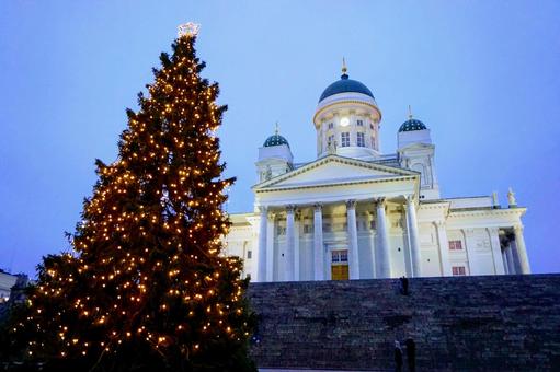 クリスマスのフィンランドの街並み フィンランド,ヘンルシンキ,クリスマスの写真素材