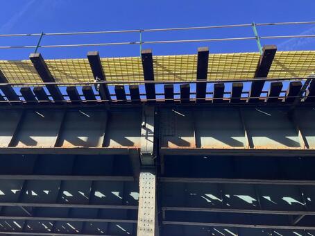 青空に映える高架メトロの線路@NY 青空,鉄道,高架メトロの写真素材