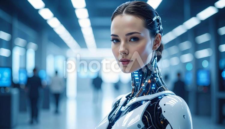 未来社会　女性型ロボットのポートレート ビジネス,ロボット,女性の写真素材