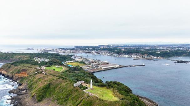 城ケ島 安房崎灯台 空撮 城ケ島 安房崎灯台 空撮 海,風景,自然の写真素材