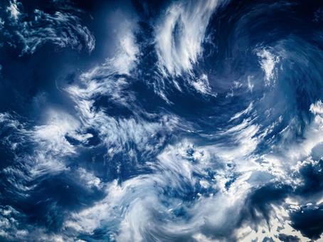 荒ぶる空の雲 嵐,イヤな予感,恐怖の写真素材