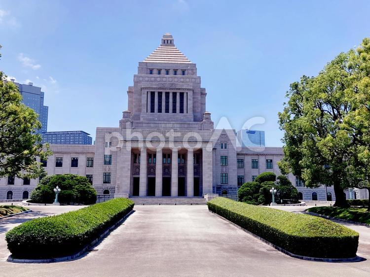 東京風景・国会議事堂 国会議事堂,衆議院,参議院の写真素材
