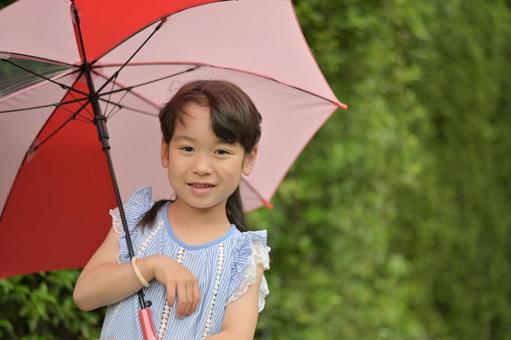 Umbrella and smiling girl Summer 1, مطر, موسم الأمطار, مظلة, JPG