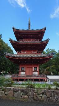 岡山県-井山宝福寺-三重塔 宝福寺,寺,井山の写真素材