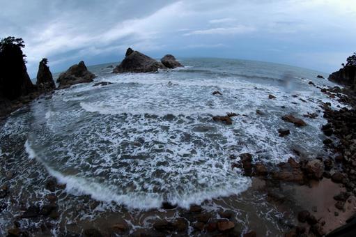 笹川流れ 笹川流れ,日本海,奇岩の写真素材