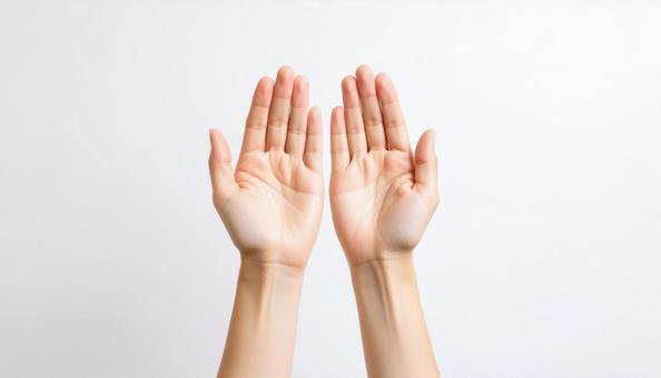 日本女性の両手のひら 日本女性の両手のひらの写真