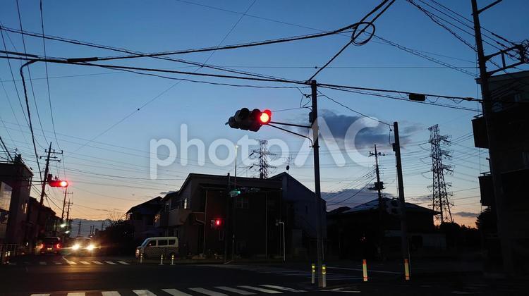車窓からの風景 夕焼け 夕焼け,夕暮れ,車窓の写真素材