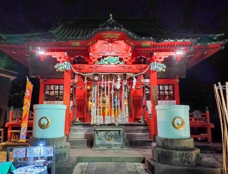夜の相州三浦総鎮守「海南神社」 海南神社,三浦総鎮守,夜の写真素材