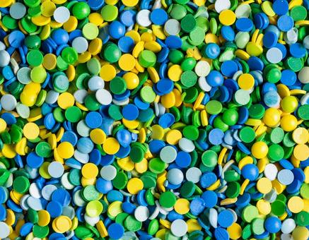 蛍光カラーのプラスチックチップ 蛍光カラーのプラスチックチップの写真