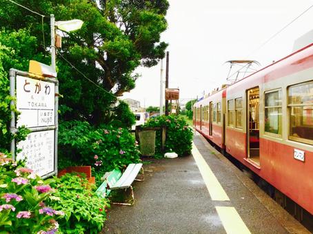 銚子電鉄の外川駅 千葉,千葉県,鉄道の写真素材