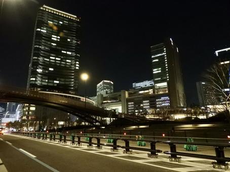 夜の大阪梅田中心部 梅田,大阪市,夜景の写真素材