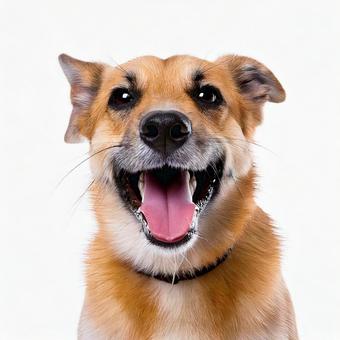 笑っている犬 笑っている犬の写真