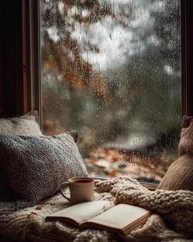 雨の音を聞きながらリラックスする秋の午後 雨の音を聞きながらリラックスする秋の午後の写真