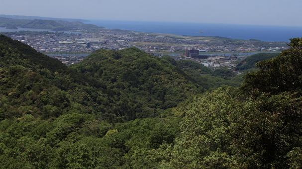 街並み 街並み 展望台,山,街の写真素材
