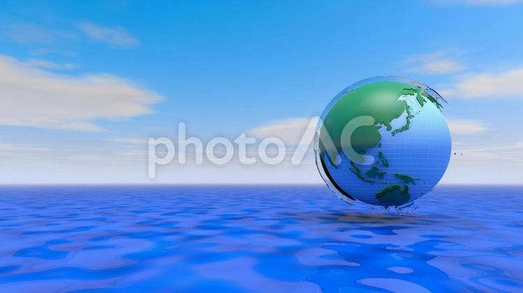 青空と海と地球 青空,地球,海の写真素材