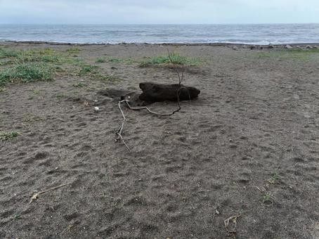 函館市湯の川温泉近くの海の砂浜 函館市湯の川温泉近くの海の砂浜 海,景色,波の写真素材