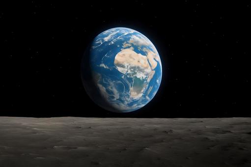 アースライズと月面の写真