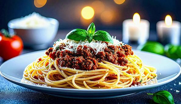 ミートソースパスタの写真