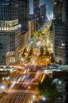 都会の夜景 夜景,光の線,都会の写真素材