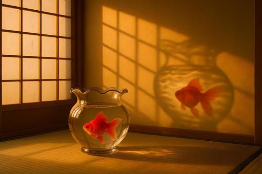 夕映えの金魚鉢 夕映えの金魚鉢の写真