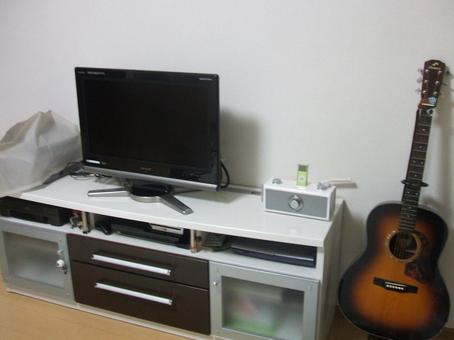 部屋 部屋 テレビ,ギター,室内の写真素材