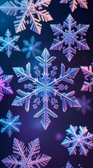 紫にライトアップ ホログラムな雪の結晶 紫にライトアップ ホログラムな雪の結晶の写真