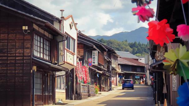 岩村城下町 岩村町,城下町,商店街の写真素材