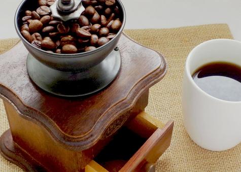 コーヒーミル コーヒー豆 珈琲 麻布 コーヒーミル コーヒー豆 珈琲 麻布 コーヒーミル,コーヒー豆,豆の写真素材