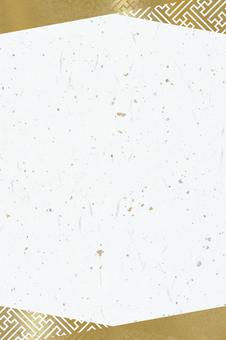 紙のテクスチャ（大礼紙金銀箔+紗綾型）縦 和紙,金色,白の写真素材