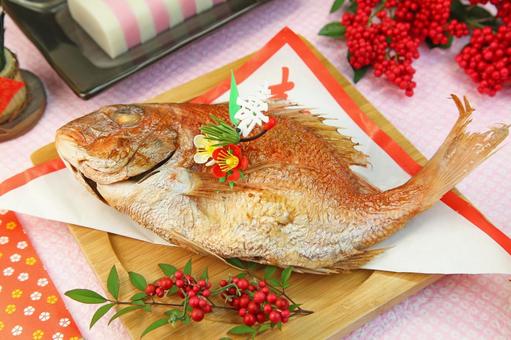 鯛の塩焼き 鯛の塩焼き 鯛,塩焼き,和食の写真素材