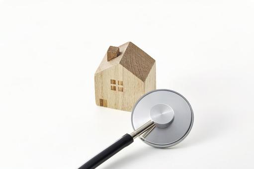 マイホームを検査　調査　査定　etc 家,聴診器,住宅診断の写真素材