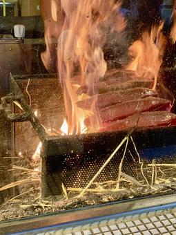 Grilled bonito with straw, JPG Grilled bonito with straw, JPG
