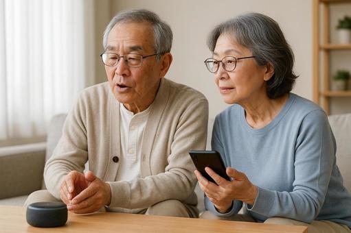 高齢者スマートスピーカー音声操作AI家電 高齢者スマートスピーカー音声操作AI家電の写真