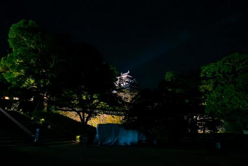 【島根】松江城の夜景 島根,松江,夜景の写真素材