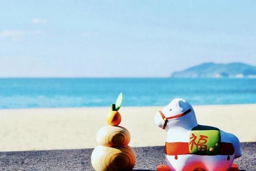 2026年干支の馬の海岸2 干支の馬,2026年,新年の写真素材