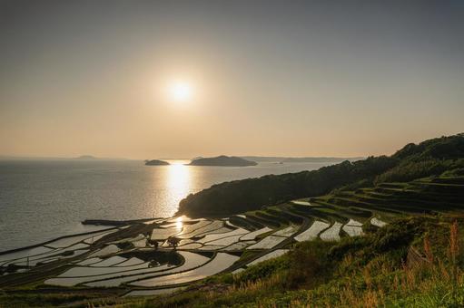 佐賀-【土谷棚田の夕景】 佐賀-【土谷棚田の夕景】 佐賀県,佐賀,松浦市の写真素材
