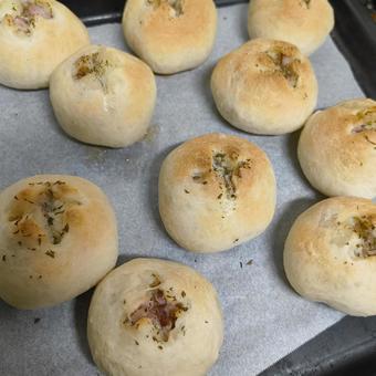 ポテトパン ポテトパン ポテトパン,パン,焼きたての写真素材