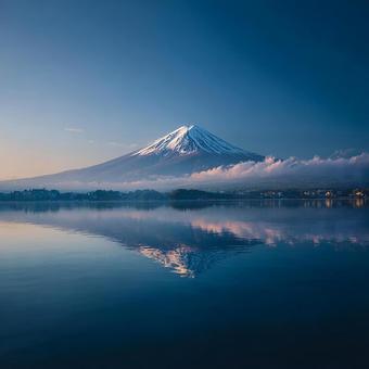 逆さ富士が輝く絶景 逆さ富士が輝く絶景の写真